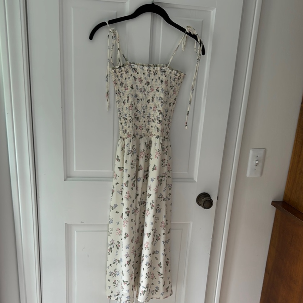 Goodnight Macaroon Cream Spaghetti Strap Sundress Midi